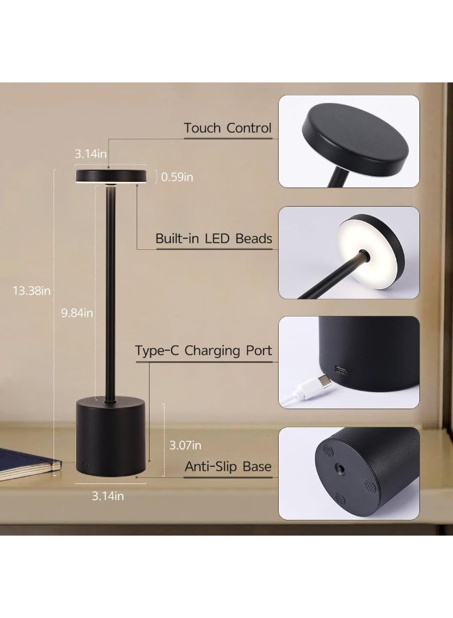 Table Lamp LED lampshade for bedside table Touch Sensor Desktop Night Light Rechargeable Wireless Reading Lamp for Restaurant Hotel Bar Bedroom Decor Light - Image 2