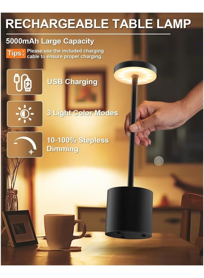 Table Lamp LED lampshade for bedside table Touch Sensor Desktop Night Light Rechargeable Wireless Reading Lamp for Restaurant Hotel Bar Bedroom Decor Light - Image 5