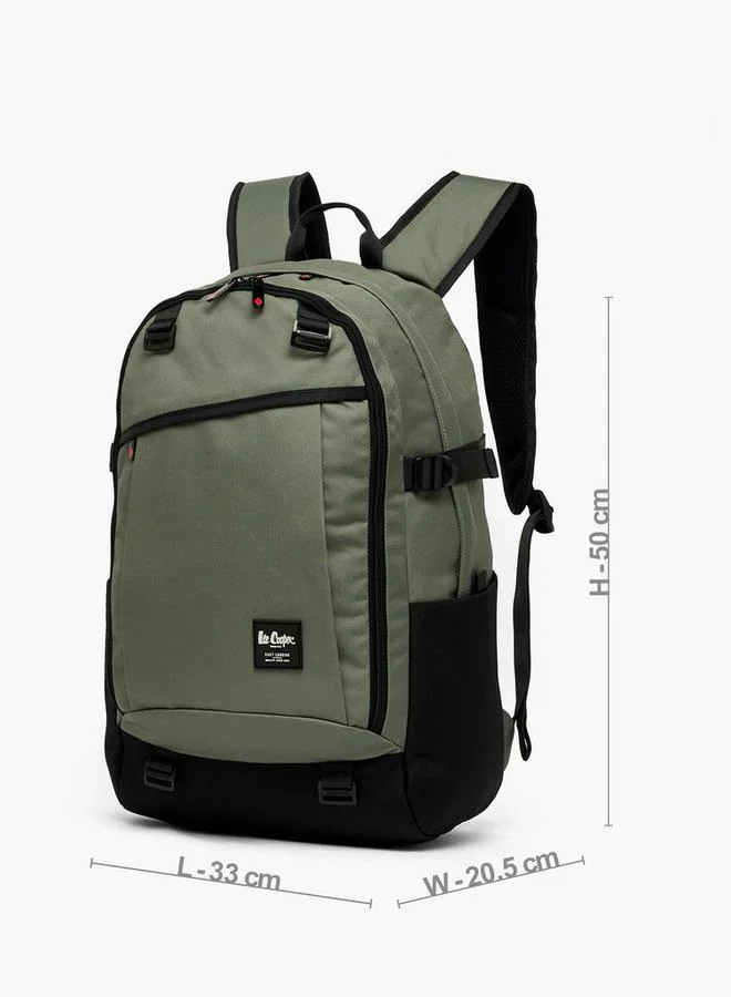 Lee Cooper KHAKI Solid School Backpack For Kids 13 Years+ With Padded Shoulder Straps  | Best Price UAE