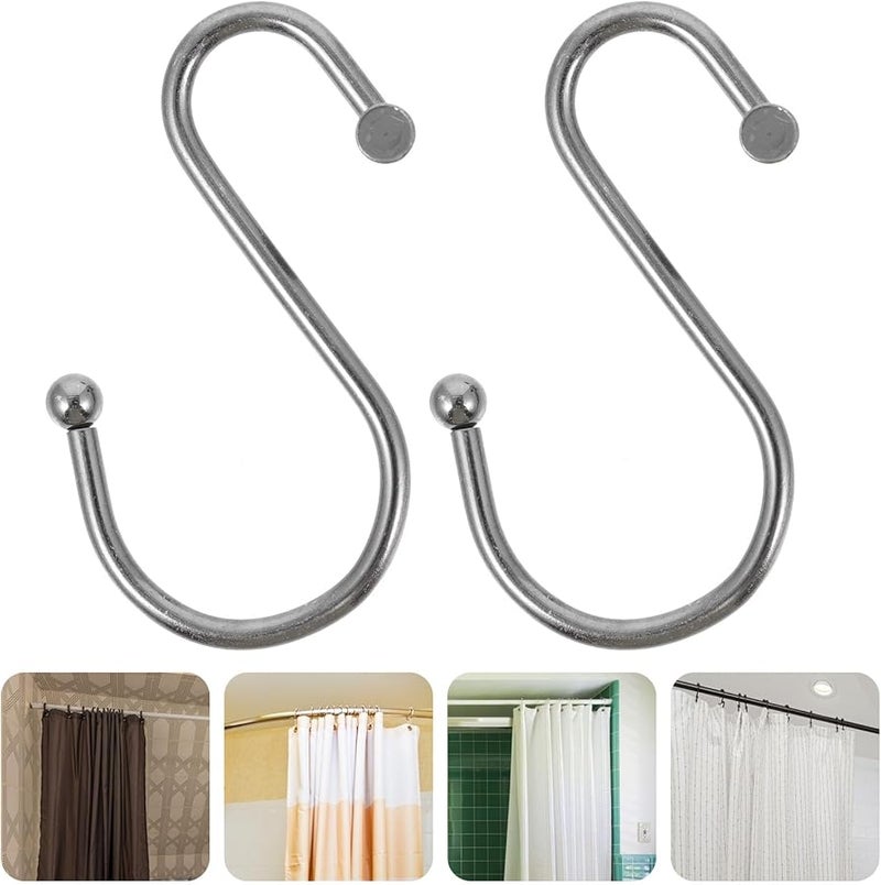 S Shaped Metal Curtain Hooks 12 Pack Rustproof Iron Hangers For Shower Window - Image 5
