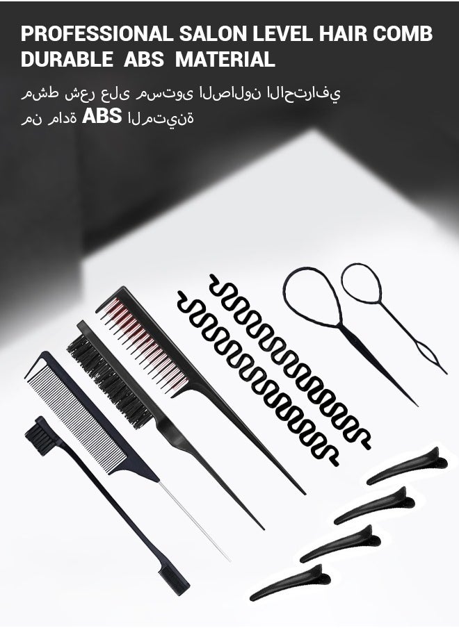 spa luxetique 12-Piece Hair Styling Comb Set - Includes Detangling, Styling, and Hair Coloring Tools  - Image 2