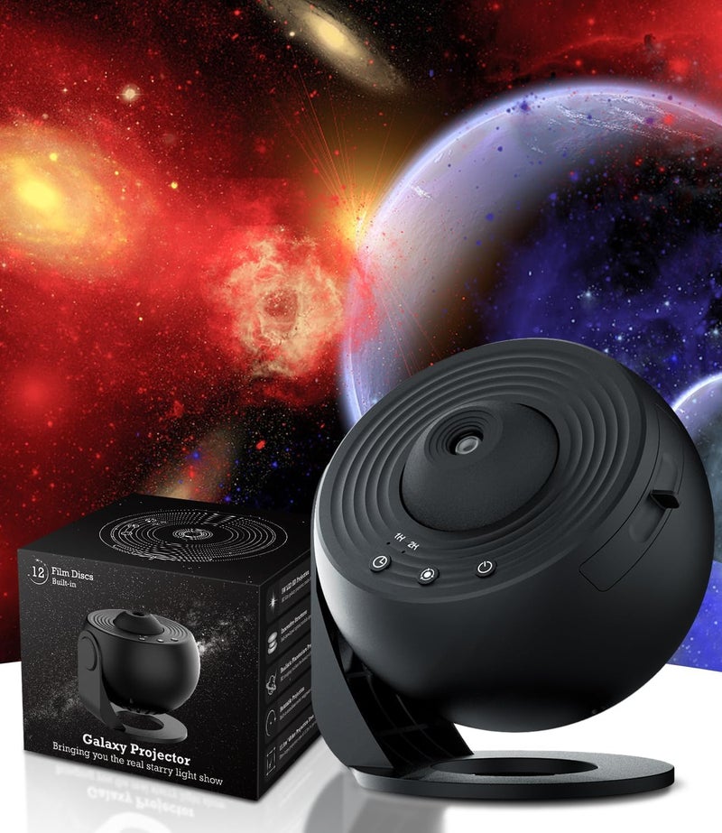PRECHANA Plastic Night Light, Star Projector Night Light, Starry, Astronaut Led Projection Lamp with Remote Control, Adjustable Head Angle for Home Party Ceiling Decor (12 in 1 Projector) - Image 1