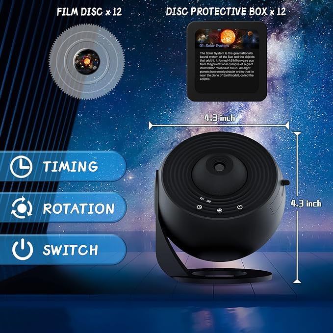 PRECHANA Plastic Night Light, Star Projector Night Light, Starry, Astronaut Led Projection Lamp with Remote Control, Adjustable Head Angle for Home Party Ceiling Decor (12 in 1 Projector) - Image 5