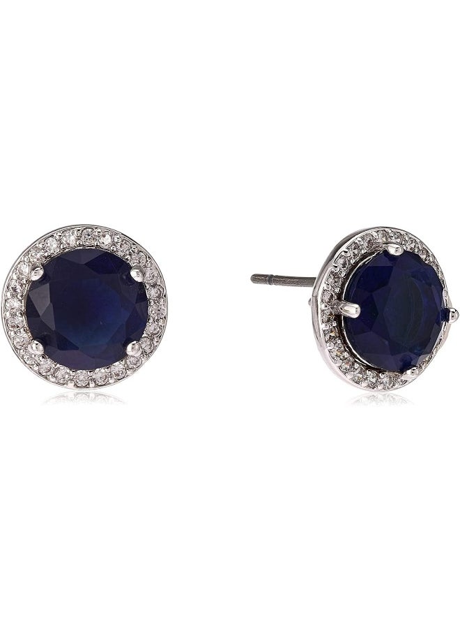 BUCKLEY LONDON - The Carat Collection - Sapphire Round Halo Earrings - Image 1