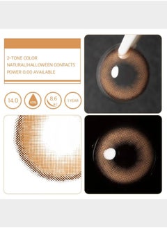 Unibling Saturn Brown Yearly Colored Contact Lenses, Unisex Cosmetic Contact Lenses, Enlargement Collection, Light Brown, With Case  - Image 5