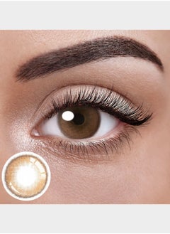 Unibling Saturn Brown Yearly Colored Contact Lenses, Unisex Cosmetic Contact Lenses, Enlargement Collection, Light Brown, With Case  - Image 2