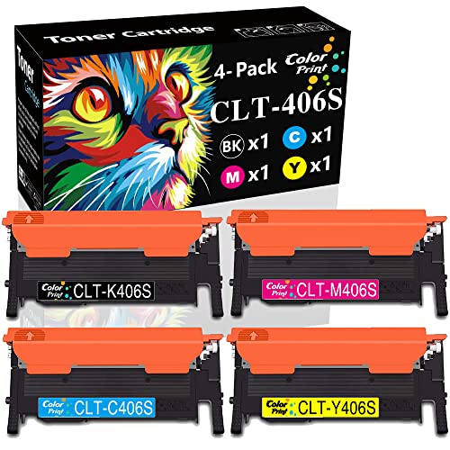 Color Print Compatible CLP365W Toner Cartridge Replacement for Samsung 406S Toner CLT-406S CLTK406S CLT406S for Xpress SL-C410W SL-C460FW CLX-3305FW CLX-3306W CLP-360 CLP-365W Printer (4-Pack, BCMY) - Image 1
