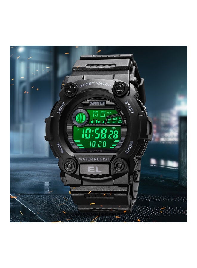Kids' Water Resistant Digital Sports Watch J4605GR-L - 35 mm - Green/Black