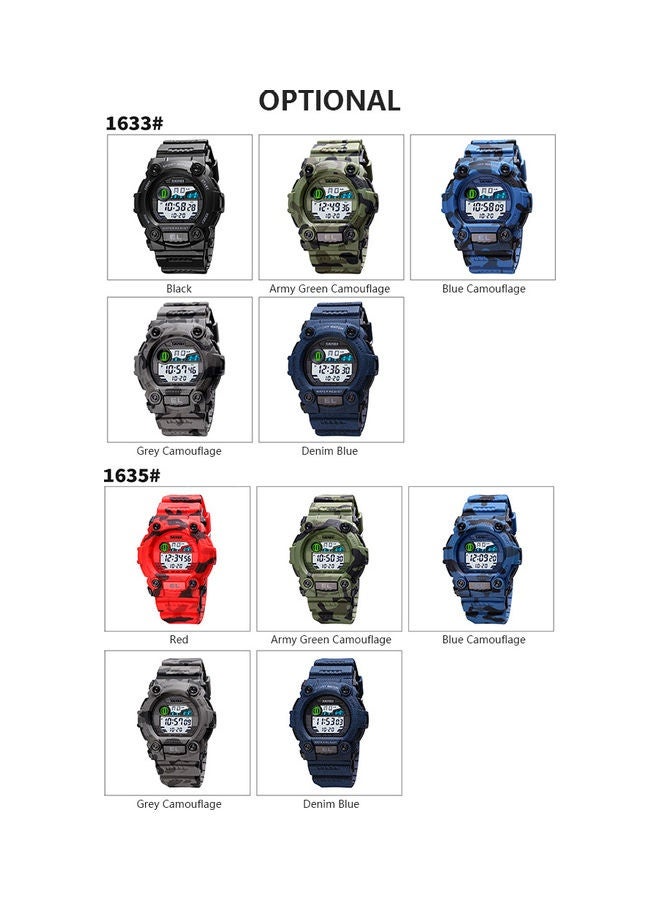 Kids' Water Resistant Digital Sports Watch J4605GR-L - 35 mm - Green/Black