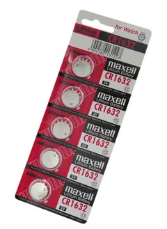 Maxell 5-Piece CR1632 Lithium Batteries Set Silver 