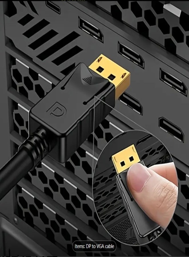 DisplayPort to VGA Cable 3M with Adapter - 1080P Full HD Support, Male to Male Connector for Laptop/PC to Monitor/Projector, Durable Flat Design & Easy Installation, Vga To Displayport Adapter, Laptop Display Adapter, Highspeed Connectivity, High-quality - Image 2