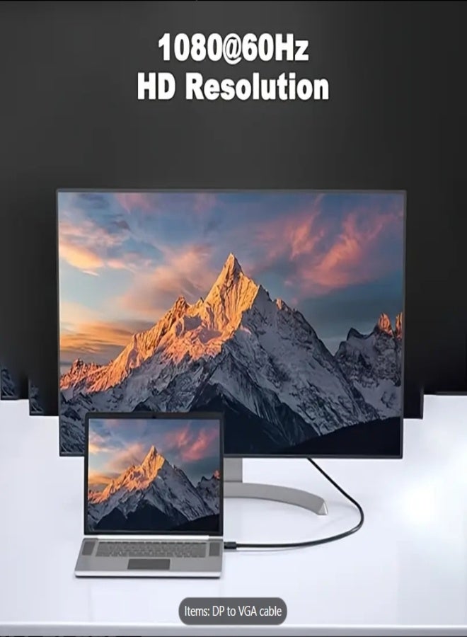 DisplayPort to VGA Cable 3M with Adapter - 1080P Full HD Support, Male to Male Connector for Laptop/PC to Monitor/Projector, Durable Flat Design & Easy Installation, Vga To Displayport Adapter, Laptop Display Adapter, Highspeed Connectivity, High-quality - Image 3