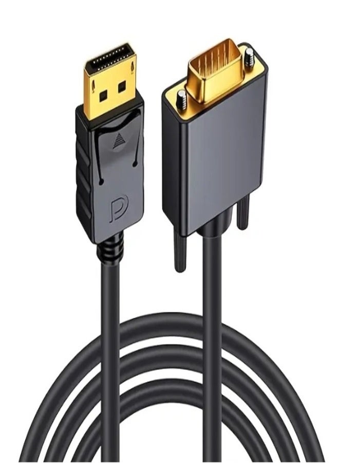 DisplayPort to VGA Cable 3M with Adapter - 1080P Full HD Support, Male to Male Connector for Laptop/PC to Monitor/Projector, Durable Flat Design & Easy Installation, Vga To Displayport Adapter, Laptop Display Adapter, Highspeed Connectivity, High-quality - Image 4
