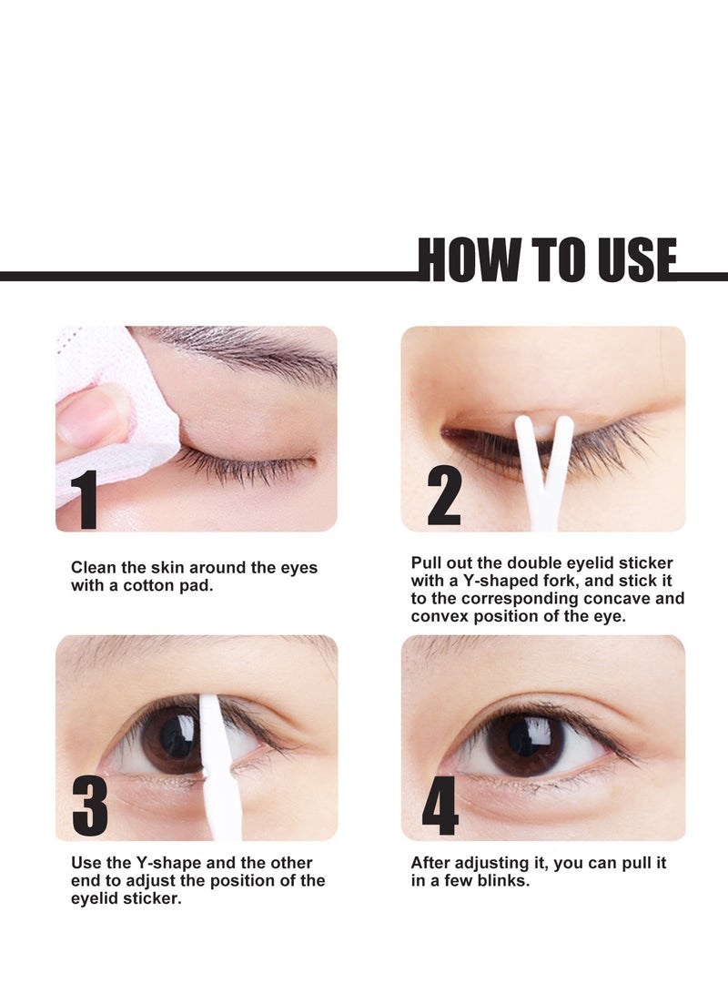 EELHOE Double Eyelid Stripes, Ultra Invisible Double Eyelid Tape Stickers, Immediately Enlarge the Eyes, Waterproof Eyelid Tape, Eyelid Sticker Tape with Fork Rods, Tweezers, Pack of 480 - Image 4