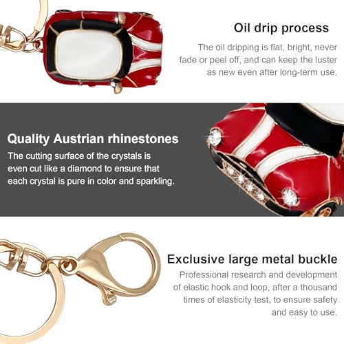 Sylvil Car Model Rhinestone Keychain, Creative Car Shape Keyring, 3D Metal Key Chain Gift for Men Women, Car Accessories (Red) - Image 3