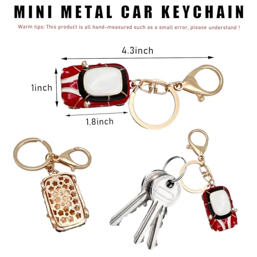 Sylvil Car Model Rhinestone Keychain, Creative Car Shape Keyring, 3D Metal Key Chain Gift for Men Women, Car Accessories (Red) - Image 2