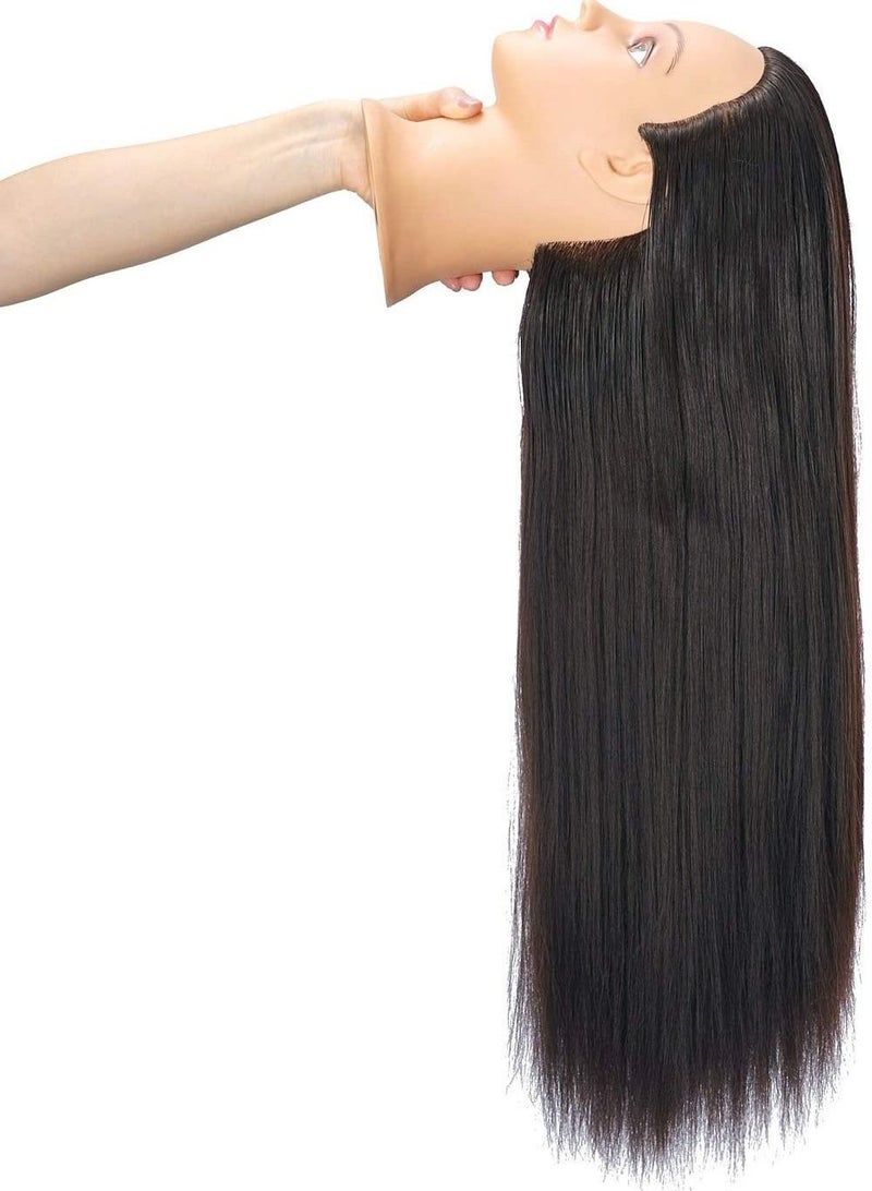 إستيل رأس مانيكان لتصفيف الشعر وتدريب رأس مانيكين للتجميل ، رأس دمية من الألياف الاصطناعية للشعر وحامل مشبك مجاني أسود - Image 3