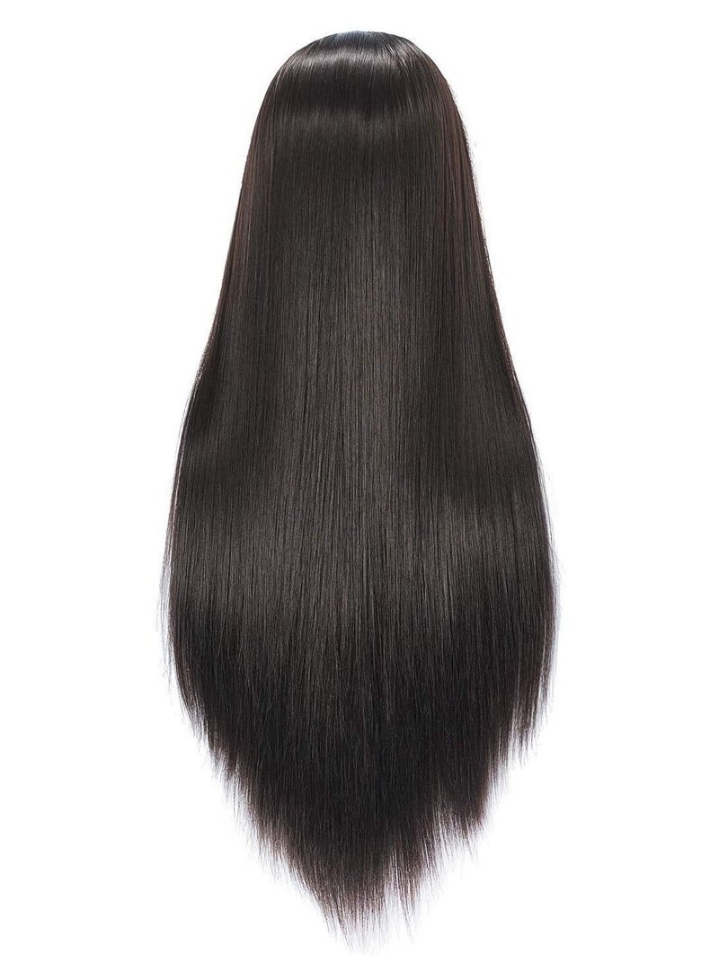 إستيل رأس مانيكان لتصفيف الشعر وتدريب رأس مانيكين للتجميل ، رأس دمية من الألياف الاصطناعية للشعر وحامل مشبك مجاني أسود - Image 4