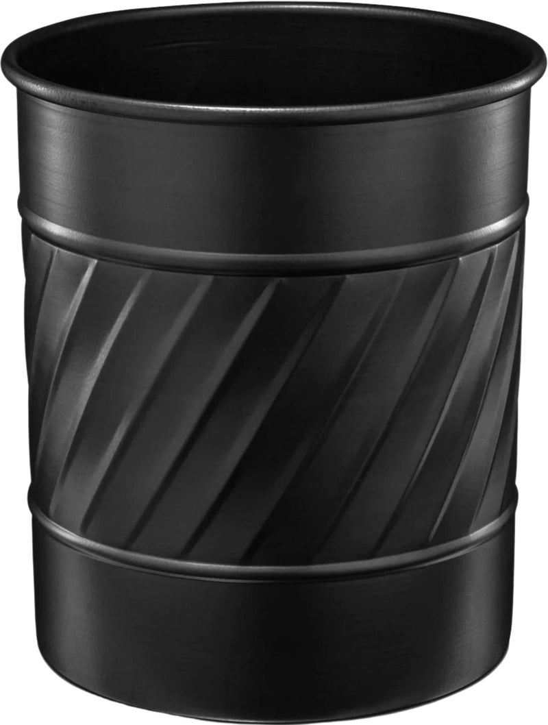 Monarch Abode Handcrafted Wave Embossed Kitchen Utensil Holder for Kitchen Counter Spatula and Large or Small Spoon Holder Decorative Cooking Utensil Crock Organizer for Countertop Matte Black