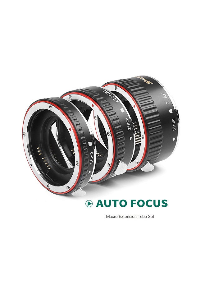 Auto Focus AF Macro Extension Tube Adapter Ring Set 13mm 21m 31mm Replacement for Canon EF/EF-S Lens Replacement