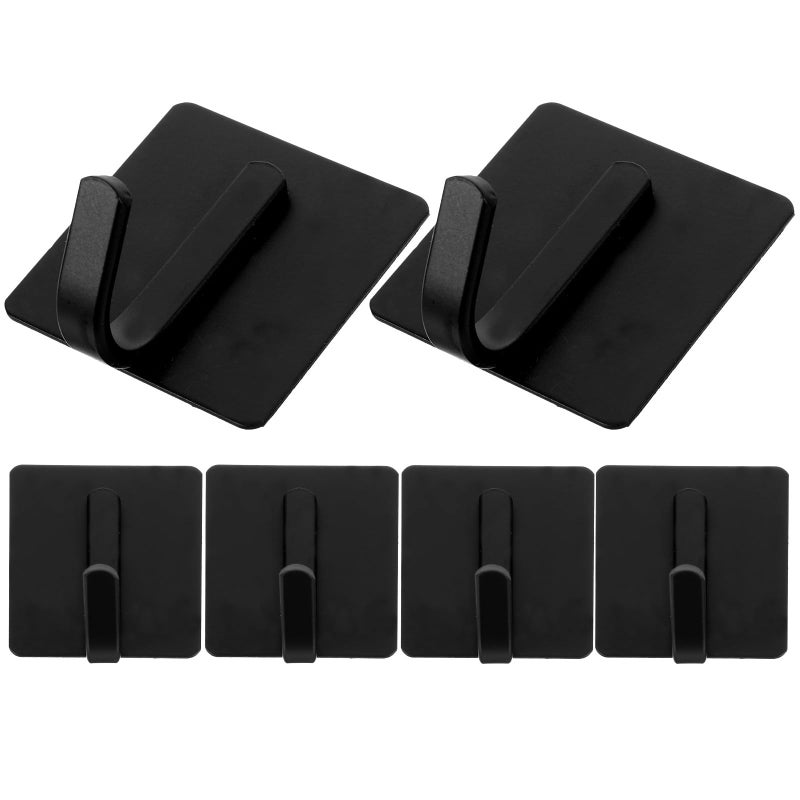 6 Pcs Black Self Adhesive Wall Hooks No Drill Carbon Steel For Towel And Door - Image 2
