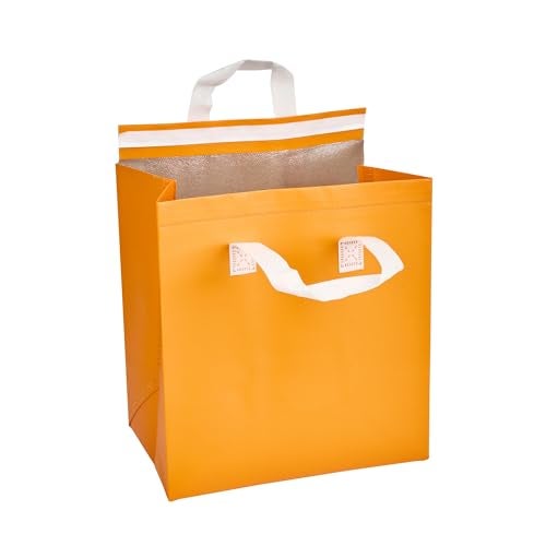 Restaurantware Insulated Delivery Bags 25 Count 10236 x 6693 x 11024 Inches Nonwoven Take Out Bags For Food With Sturdy Handles Orange Insulated Grocery Bags TamperEvident Foldable - Image 3