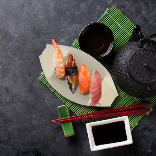 Hoolerry 500 Pcs Disposable Wood Boat Plates Dishes 4 Inches Bamboo Plates Sushi Boat Disposable Bamboo Leaf Dish Serving Tray Food Container Wood Bowl For Catering Home - Image 5