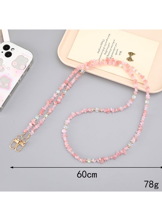 NIBEMINENT Super Cute Beaded Phone Charm – Trendy Phone Chain Wrist Strap, Shining Beads Chain Lanyard for Cell Phone