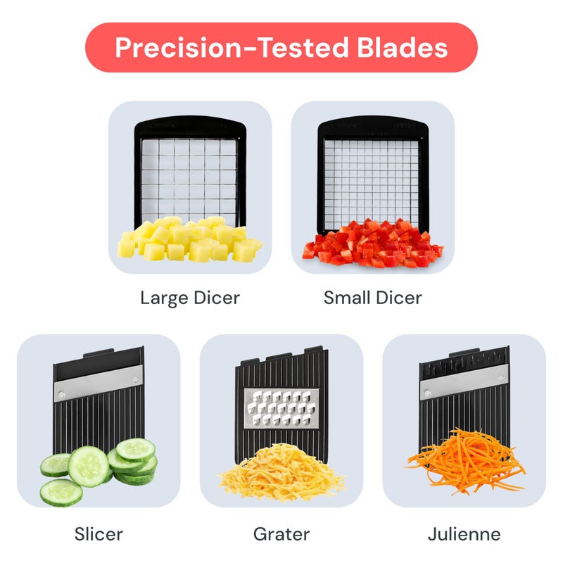 Fullstar Mandoline Slicer for Kitchen - Vegetable Chopper, Onion Potato Food Veggie Fruit Slicer and Cutter with Container, Kitchen Gadgets & Gifts, Home Essentials (6 in 1, Black/White) - Image 4