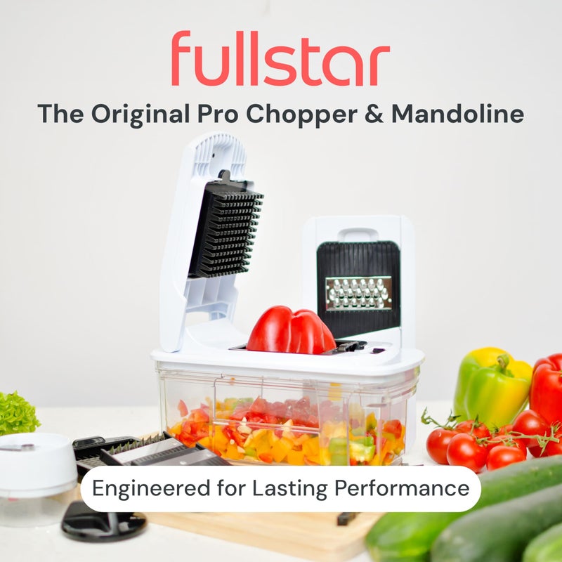 Fullstar Mandoline Slicer for Kitchen - Vegetable Chopper, Onion Potato Food Veggie Fruit Slicer and Cutter with Container, Kitchen Gadgets & Gifts, Home Essentials (6 in 1, Black/White) - Image 2