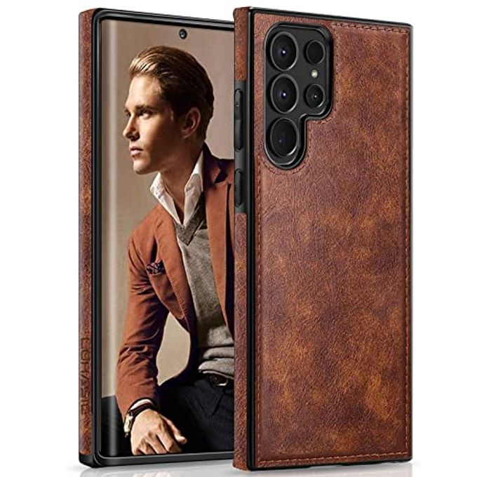 LOHASIC For Galaxy S23 Ultra Case, Premium Leather Luxury Business Pu Non-Slip Grip Shockproof Bumper Full Body Protective Cover Phone Cases For Samsung Galaxy S23 Ultra 5G 6.8 Inch Brown - Image 4