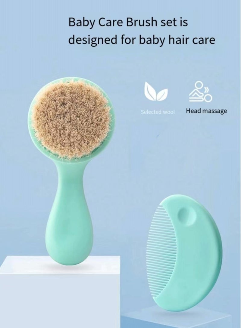 Newborn massage scalp, baby cleaning and care, wool brush and comb 2-piece set  - Image 3
