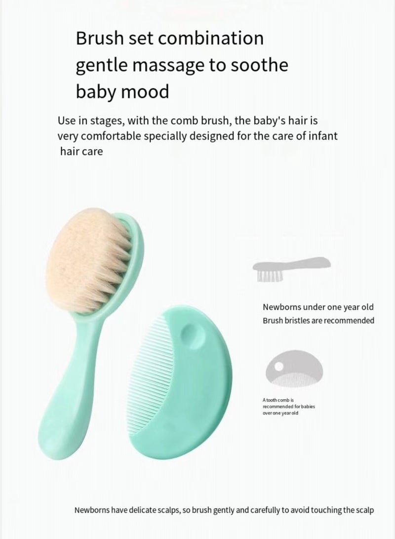 Newborn massage scalp, baby cleaning and care, wool brush and comb 2-piece set  - Image 4