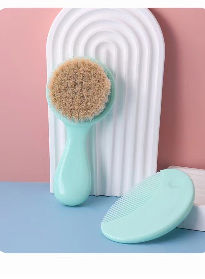 Newborn massage scalp, baby cleaning and care, wool brush and comb 2-piece set  - Image 5