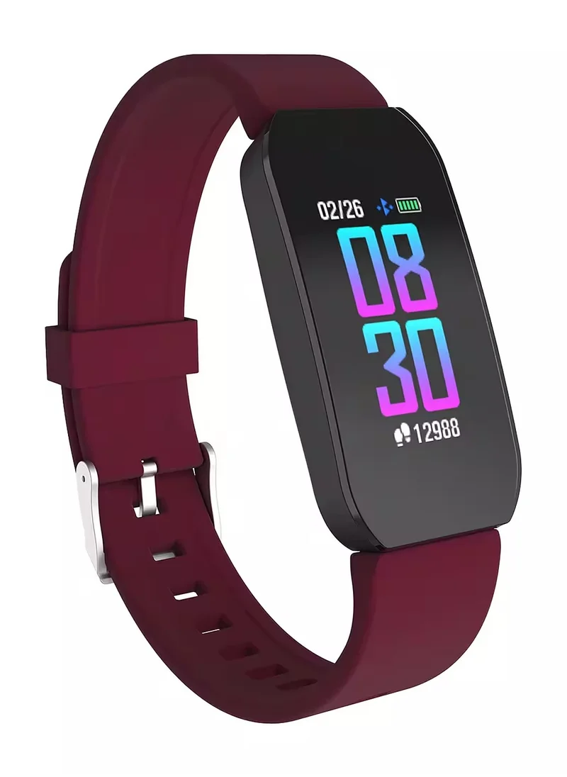 آي تاتش iTouch Unisex Interactive Activity Tracker Watch Black/Maroon with Silicone Strap, 500144B-G10