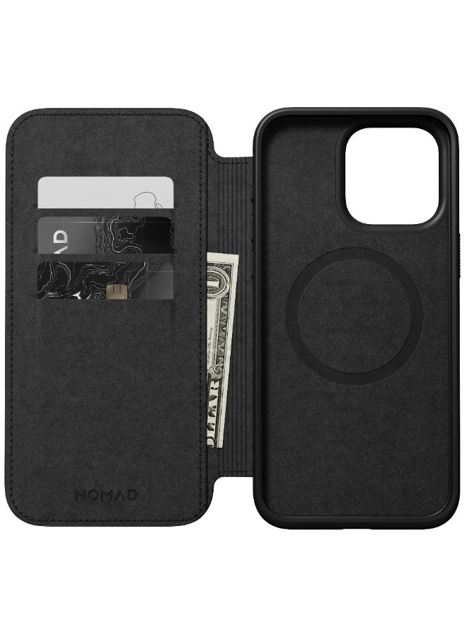 نوماد غطاء Nomad Modern Leather Folio لهاتف iPhone 15 Pro Max – بني | غطاء محفظة جلدي فاخر مع فتحات للبطاقات، تصميم نحيف للحماية، متوافق مع MagSafe والشحن اللاسلكي - Image 5
