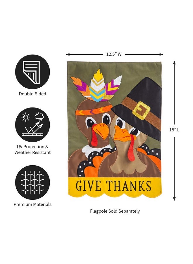 Evergreen Flag - Embellished Pilgrim Couple Applique Garden Flag - 12.5 X 18 Inches Outdoor Decor For Homes And Gardens - Image 1