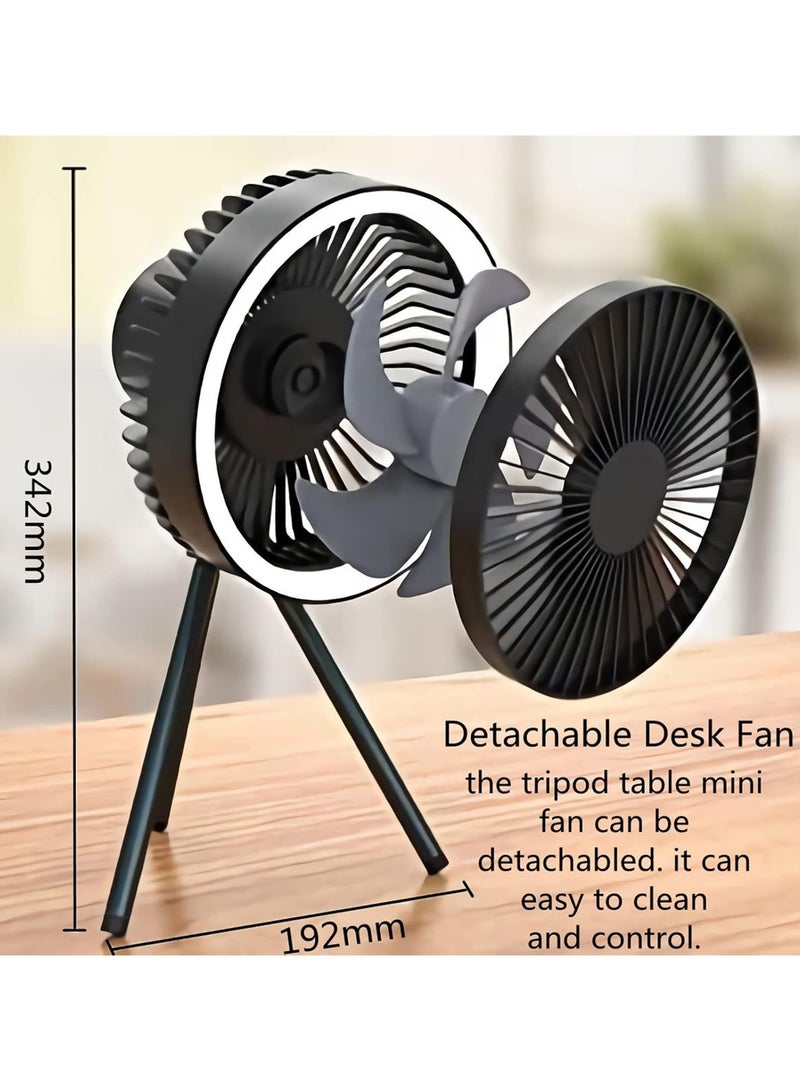 AROAQ 10000mAh Rechargeable Battery Operated Personal Outdoor Desk Fan,3 Speed Outdoor Tent Fan with Tripod,Table Fans with Hanging Ring for Outdoor or Indoor  - Image 2