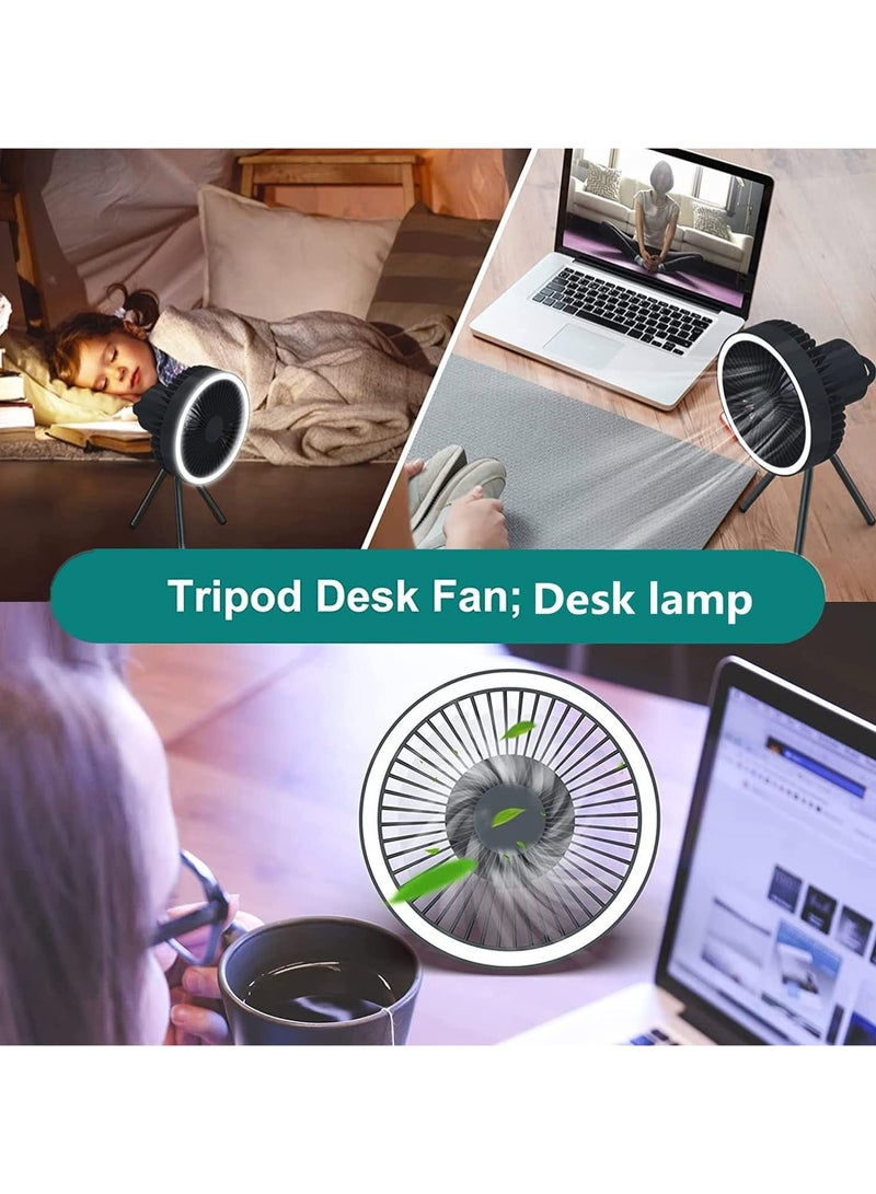 AROAQ 10000mAh Rechargeable Battery Operated Personal Outdoor Desk Fan,3 Speed Outdoor Tent Fan with Tripod,Table Fans with Hanging Ring for Outdoor or Indoor  - Image 3