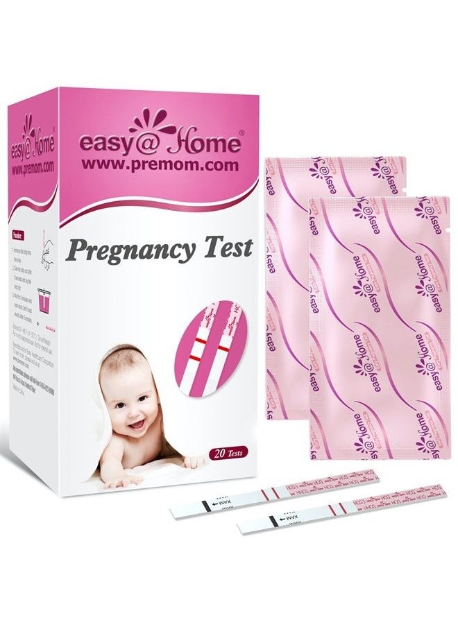 Easy@Home - Pregnancy Test Strips Kit, Powered by Premom Ovulation Predictor iOS and Android APP, 20 HCG Tests - Image 1