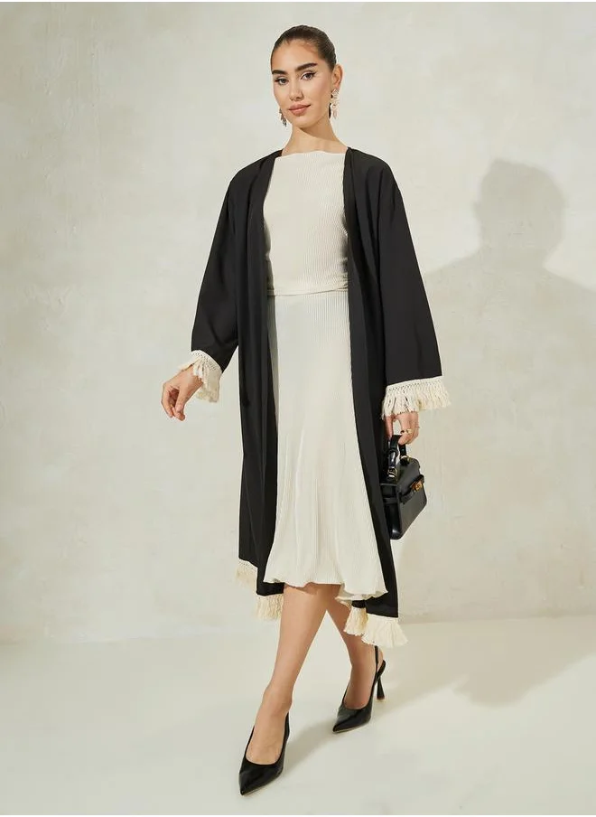 ستايلي Tassel Trim Detail Midi Kimono