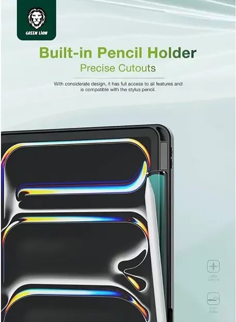 GREEN LION Hogo Premium Case with Pencil Holder for iPad Pro 11" / Magnetic Smart Cover Auto Sleep/Wake / 2-Way Position Viewing & Typing / Stable Tri-Fold Stand / Slim & Lightweight - Green - Image 2