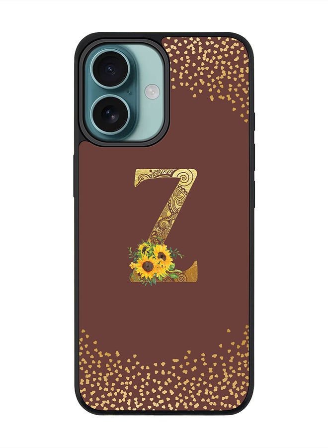 Stylizedd For iPhone 16 Case [Compatible with MagSafe] Slim Magnetic cover Phone Case iPhone 16 -Custom Floral Monogram - Z (Brown ) - Image 1