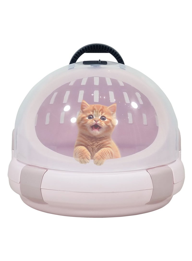 MAJIBAO Cat litter box with transparent capsule, Fully enclosed rounded cat litter box prevents sand leakage, Suitable for small and medium cats, Cat toilet reduces odor 42 cm (Pink)  - Image 1