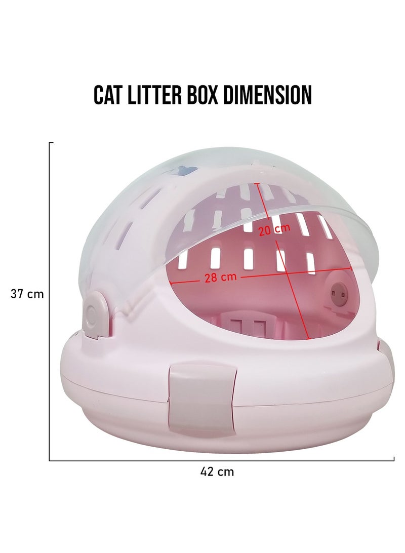 MAJIBAO Cat litter box with transparent capsule, Fully enclosed rounded cat litter box prevents sand leakage, Suitable for small and medium cats, Cat toilet reduces odor 42 cm (Pink)  - Image 2