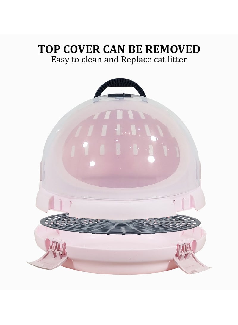 MAJIBAO Cat litter box with transparent capsule, Fully enclosed rounded cat litter box prevents sand leakage, Suitable for small and medium cats, Cat toilet reduces odor 42 cm (Pink)  - Image 5