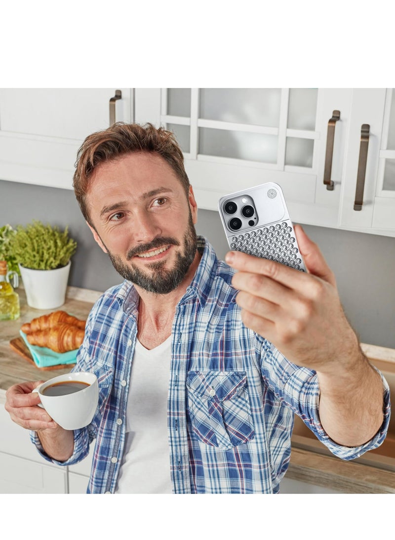 Excefore جراب هاتف برائحة عطرية، جراب حماية كامل للجسم مضاد للانزلاق ومضاد للخدش، جراب هاتف معدني بسيط ومبرد لهاتف iPhone 15 Pro Max (فضي) - Image 2