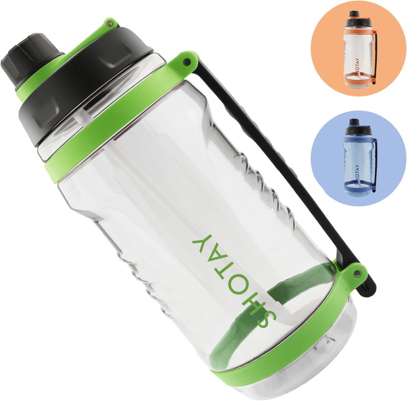 SHOTAY 2.5L/3.1L Sports Water Bottles With Removable Straw, BPA Free And Leakproof, Big Water Jug for Fitness, Gym, Sports And Camping Green. - Image 1