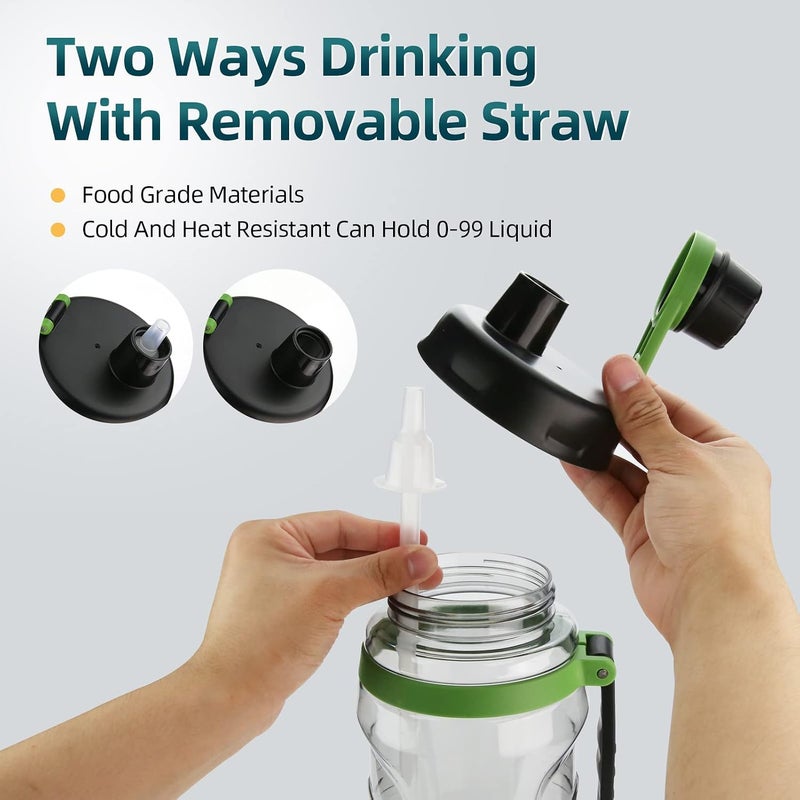 SHOTAY 2.5L/3.1L Sports Water Bottles With Removable Straw, BPA Free And Leakproof, Big Water Jug for Fitness, Gym, Sports And Camping Green. - Image 5