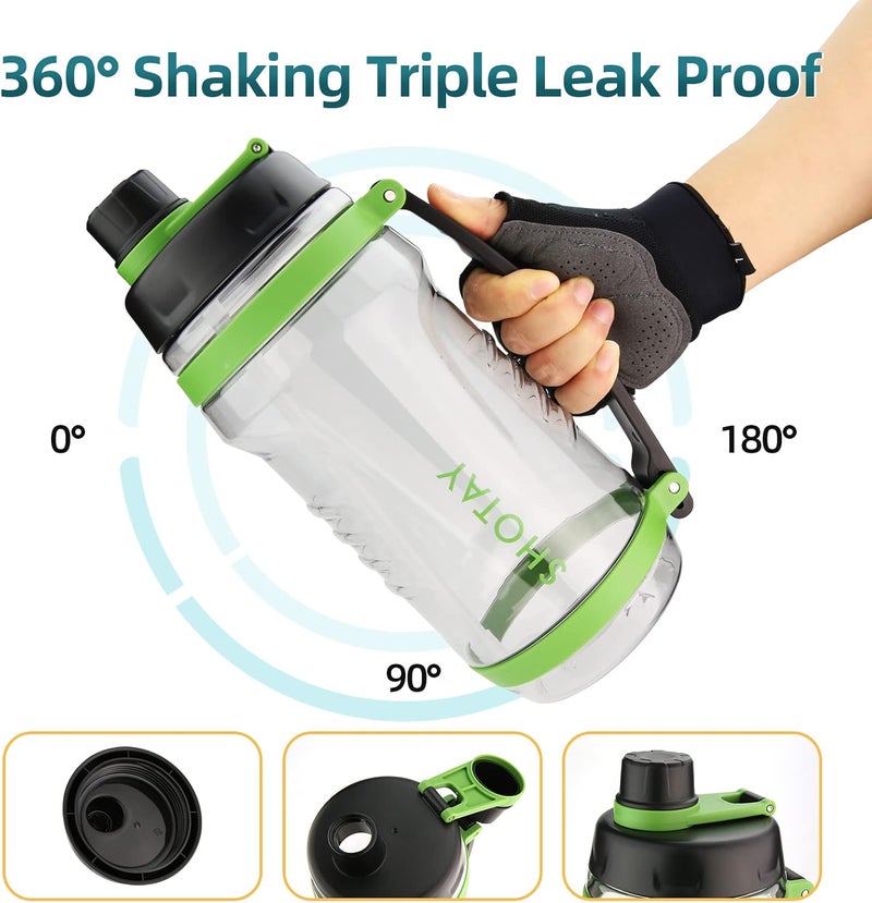SHOTAY 2.5L/3.1L Sports Water Bottles With Removable Straw, BPA Free And Leakproof, Big Water Jug for Fitness, Gym, Sports And Camping Green. - Image 4